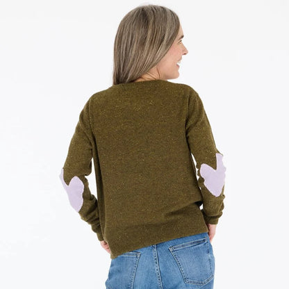 KERRI ROSENTHAL | Pull en cachemire "Patchwork"- Vert militaire
