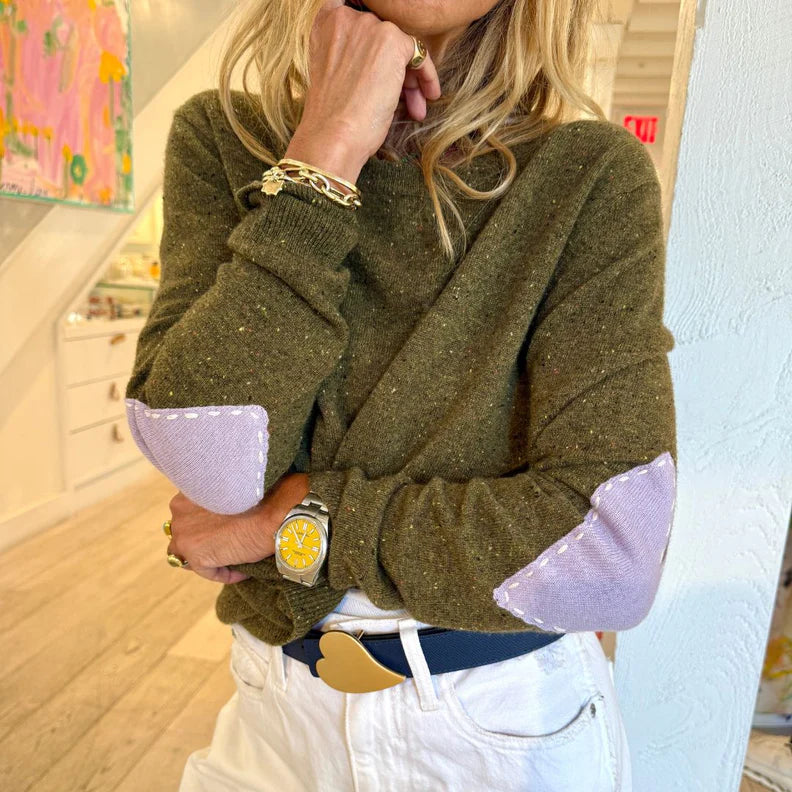 KERRI ROSENTHAL | Pull en cachemire "Patchwork"- Vert militaire