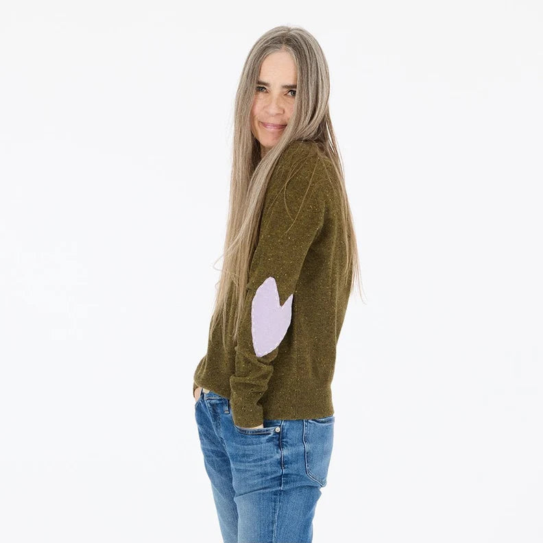 KERRI ROSENTHAL | Pull en cachemire "Patchwork"- Vert militaire