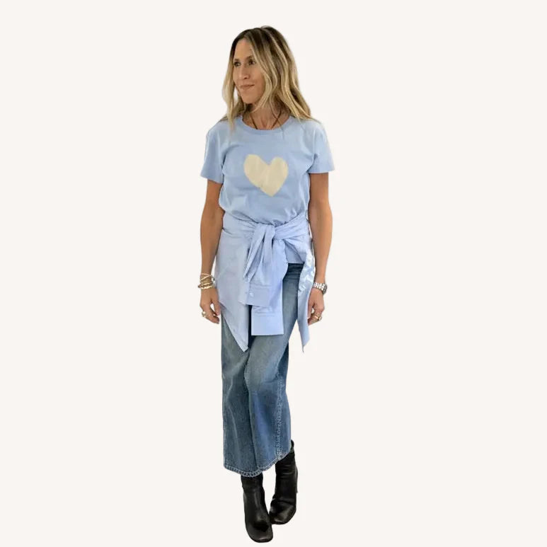 KERRI ROSENTHAL | T-shirt "Suke Imperfect Heart"- Bleu ciel