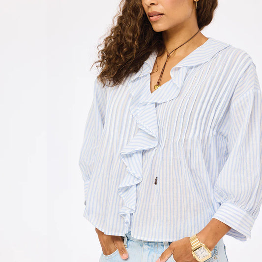 KERRI ROSENTHAL | Chemise "Rosen"- Blanc-Bleu Solvang