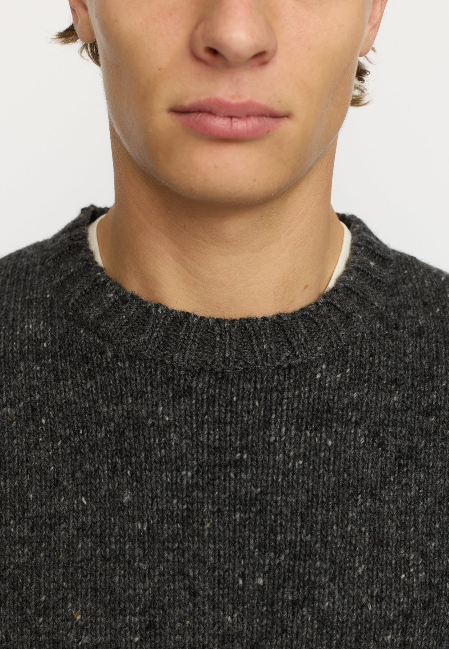 Revolution | Pull col rond en mélange d'alpaga - Noir/Gris