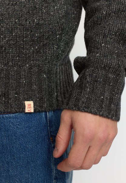 Revolution | Pull col rond en mélange d'alpaga - Noir/Gris