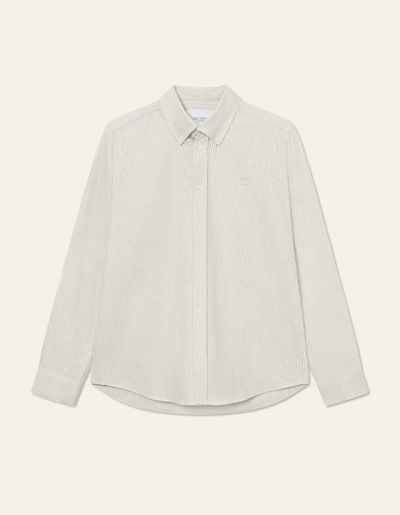 Les Deux | Chemise Oxford "Konrad" - Ivoire/Gris clair