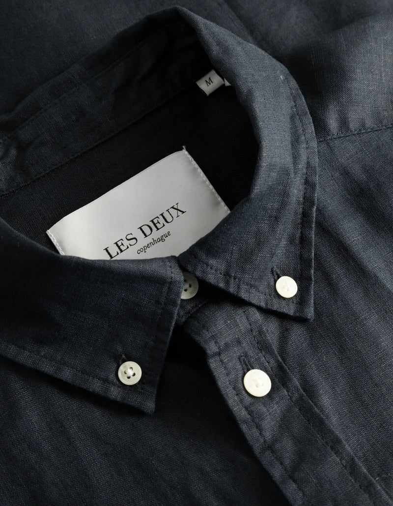Les Deux | Chemise en lin "Kris" - Bleu marine