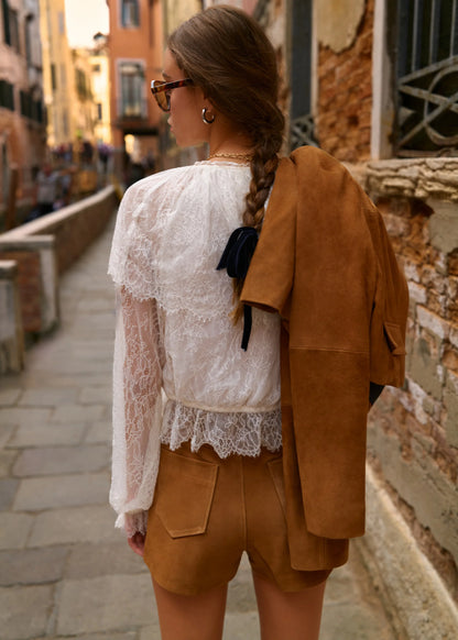 Cami NYC | Short ''Travi''s en daim - Cognac