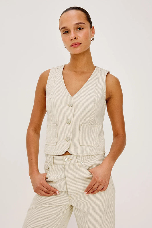 Rails |  Gilet sans manches en jean ''La Jolla '' - Rayures écru