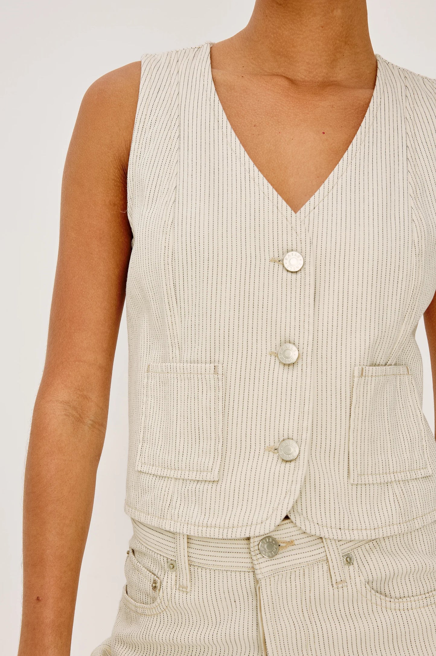 Rails |  Gilet sans manches en jean ''La Jolla '' - Rayures écru