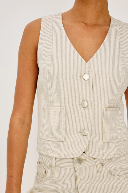 Rails |  Gilet sans manches en jean ''La Jolla '' - Rayures écru