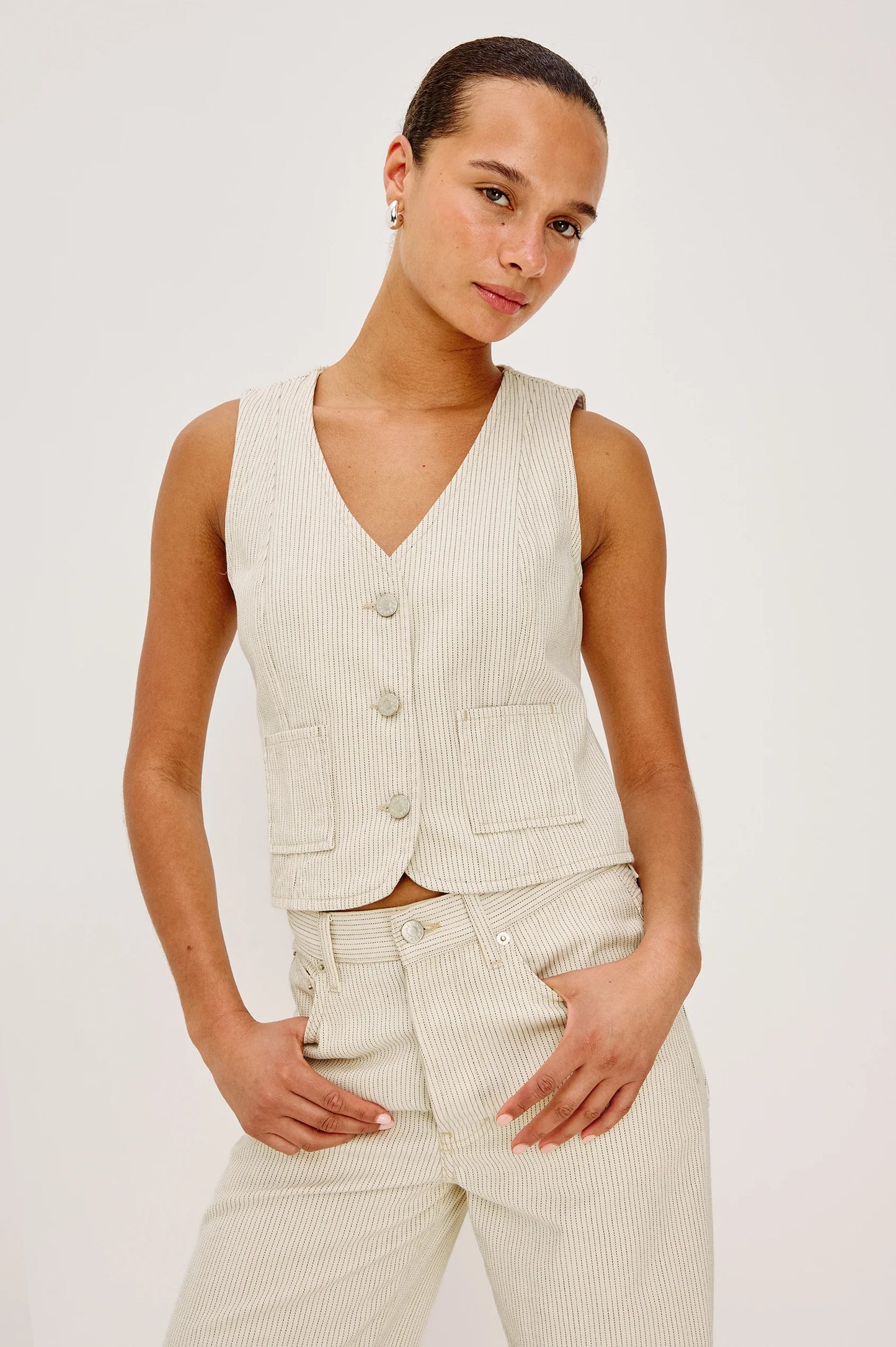 Rails |  Gilet sans manches en jean ''La Jolla '' - Rayures écru