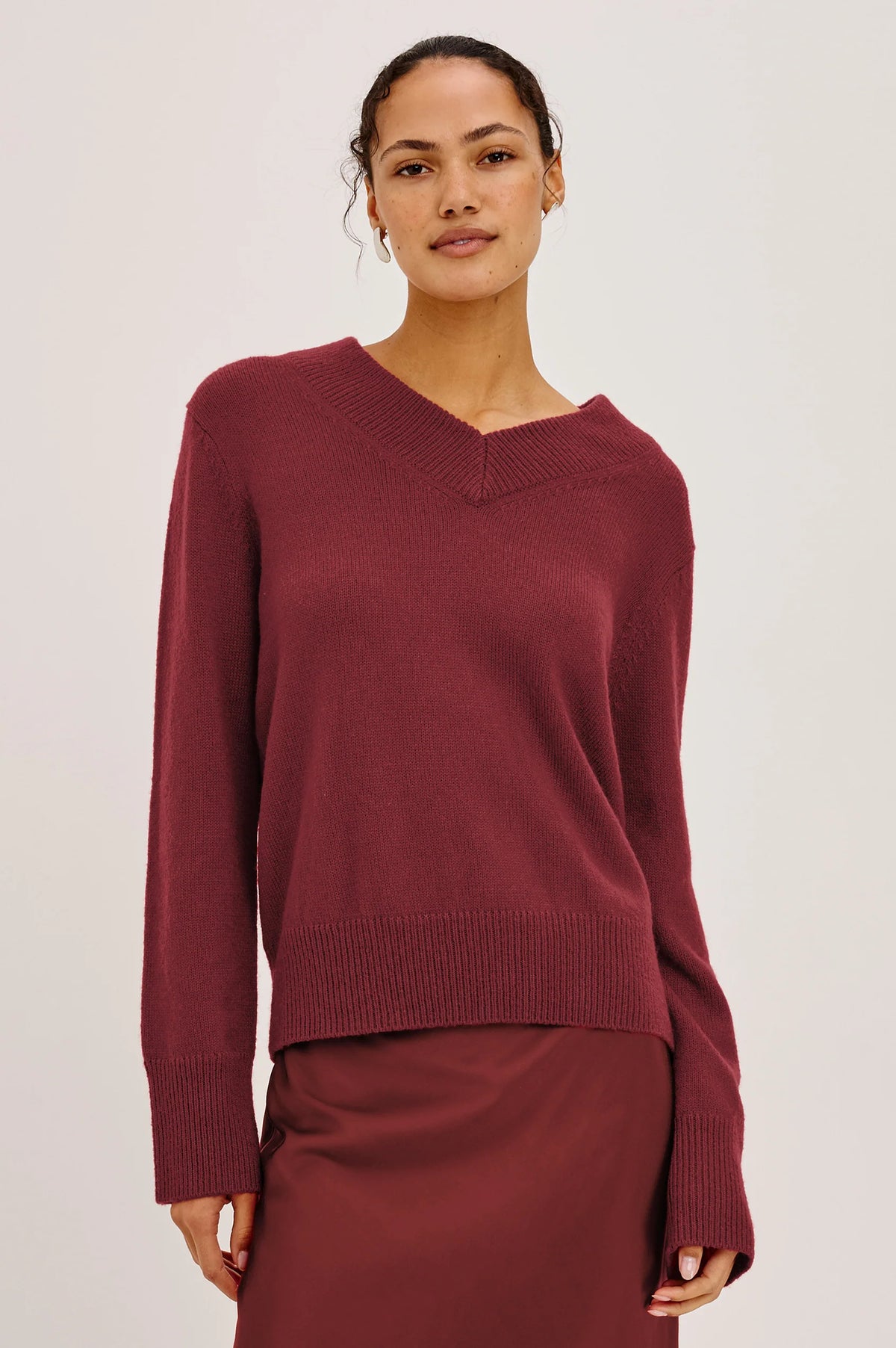 Rails | Pull en col V "Lidya" - Cramoisi