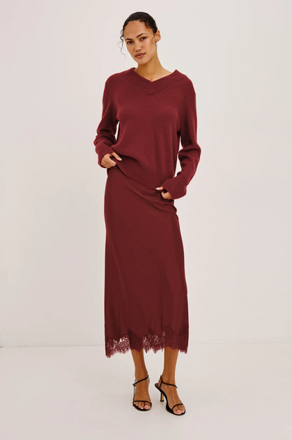 Rails | Pull en col V "Lidya" - Cramoisi