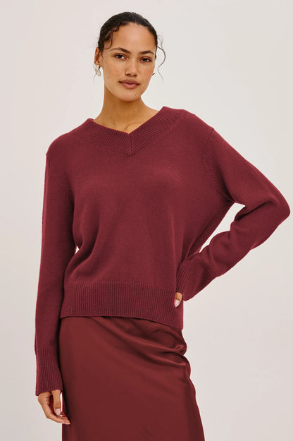 Rails | Pull en col V "Lidya" - Cramoisi
