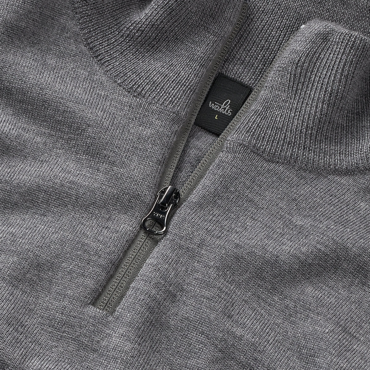 WAHTS | Pull-over demi zippé en laine mérinos ''Luke' - Gris moyen