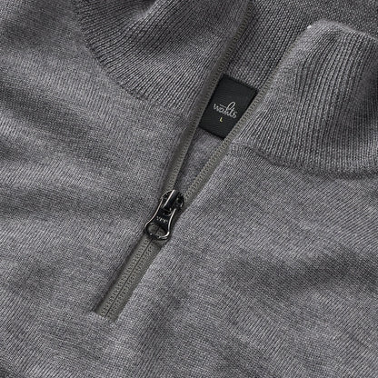 WAHTS | Pull-over demi zippé en laine mérinos ''Luke' - Gris moyen