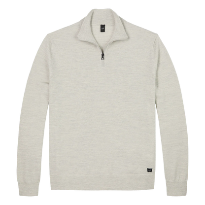 WAHTS | Pull-over demi zippé en laine mérinos ''Luke' - Blanc hivernal