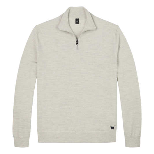 WAHTS | Pull-over demi zippé en laine mérinos ''Luke' - Blanc hivernal