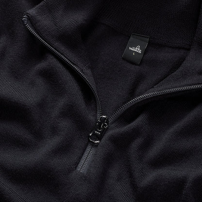 WAHTS | Pull-over demi zippé en laine mérinos ''Luke' - Bleu nuit