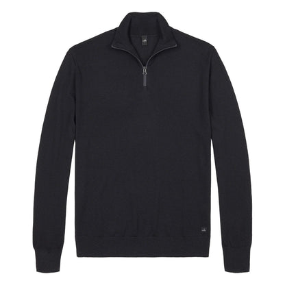 WAHTS | Pull-over demi zippé en laine mérinos ''Luke' - Bleu nuit
