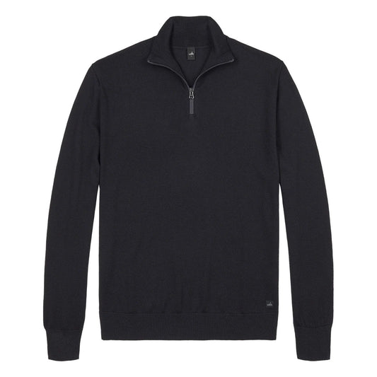 WAHTS | Pull-over demi zippé en laine mérinos ''Luke' - Bleu nuit