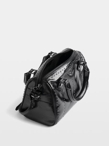 ZADIG & VOLTAIRE | Sac cuir vernis ''Sunny XS Vibe Studs'' - Noir