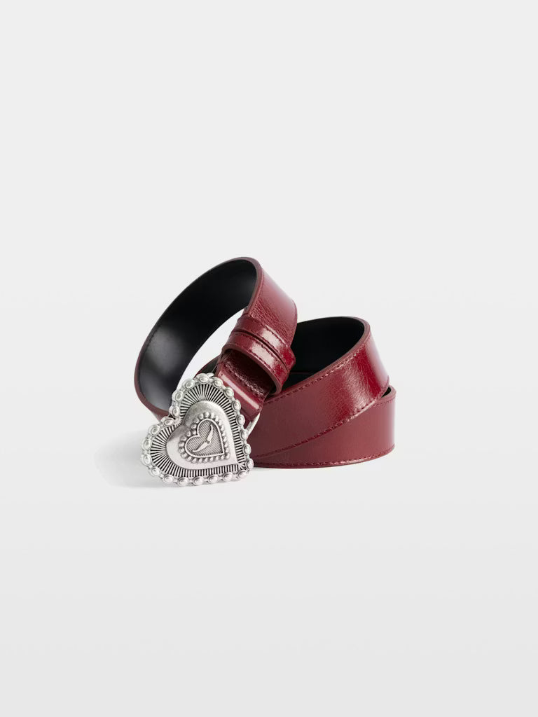 Zadig & Voltaire | Ceinture en cuir ''Santa Fe Crush'' 30 mm  - Rouge