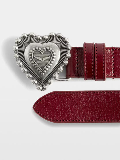 Zadig & Voltaire | Ceinture en cuir ''Santa Fe Crush'' 30 mm  - Rouge
