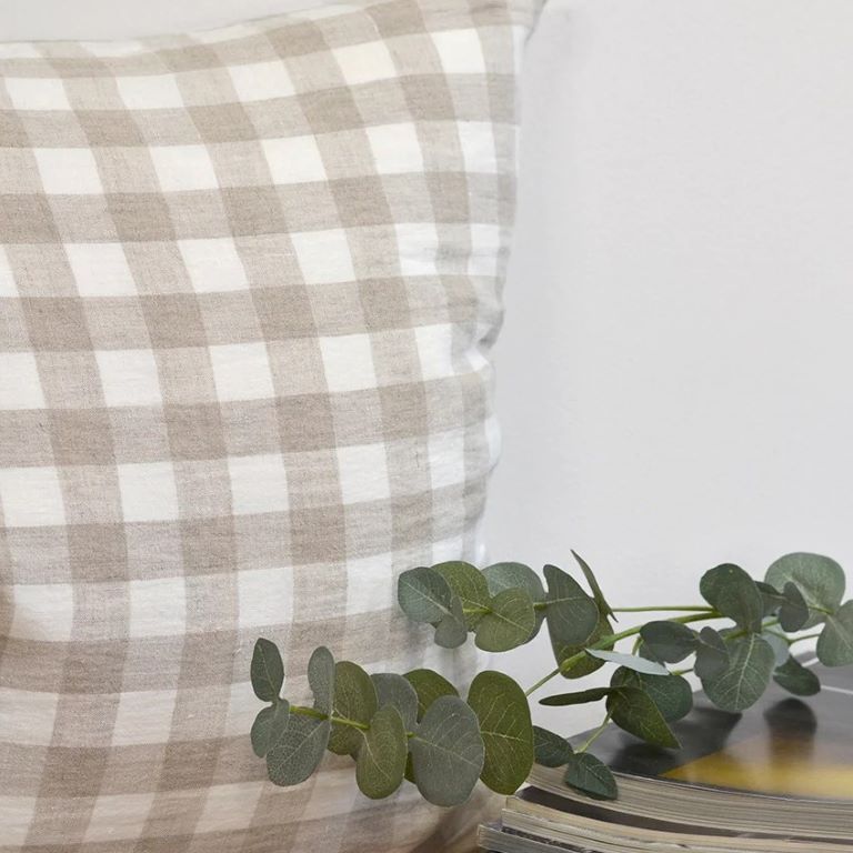 Linen Way | Coussin Selma en lin - Ivoire et Taupe