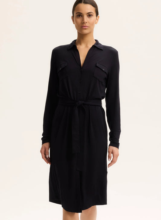 Majestic filatures | Robe chemise "SOFT TOUCH" - Marine