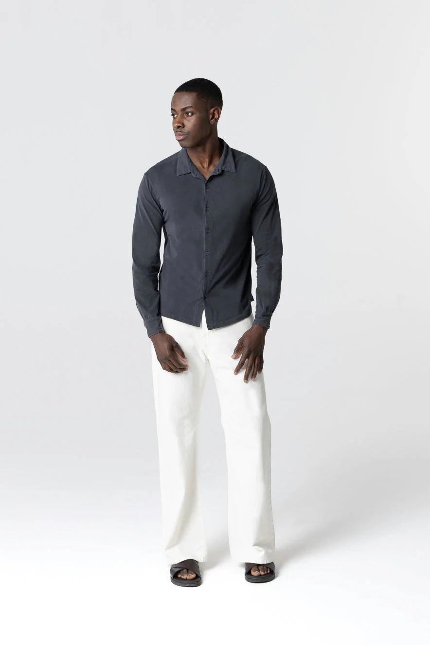 Majestic Filatures | Chemise en cotton jersey - Charbon