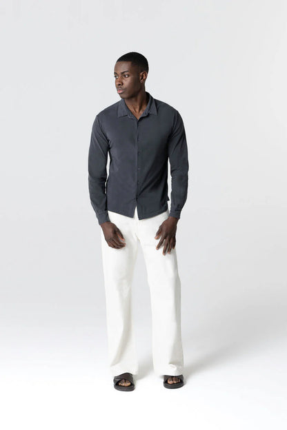 Majestic Filatures | Chemise en cotton jersey - Charbon