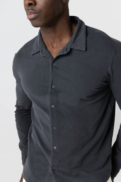 Majestic Filatures | Chemise en cotton jersey - Charbon