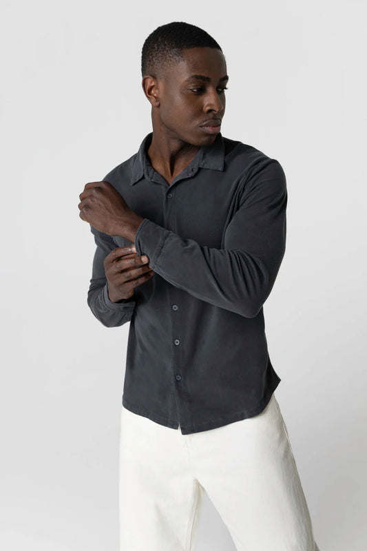 Majestic Filatures | Chemise en cotton jersey - Charbon