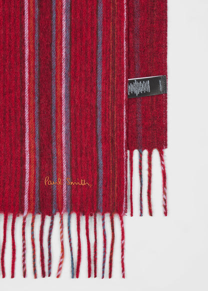 Paul Smith | Écharpe en laine d'agneau à rayures - Rouge