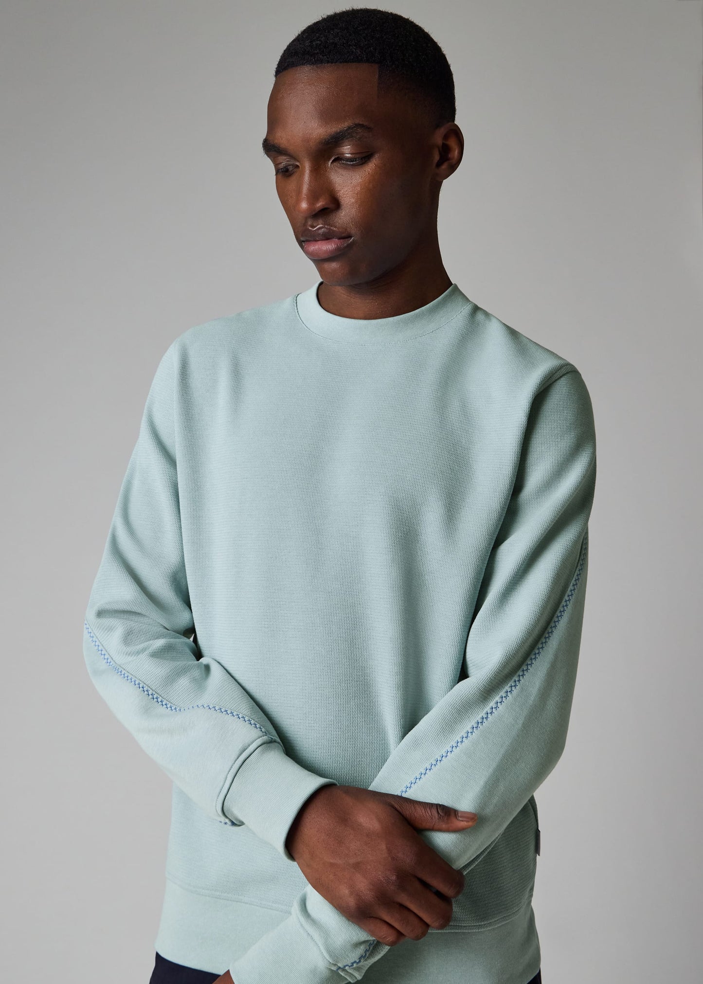 Paul Smith | Sweat-shirt texturé avec broderies contrastées - Bleu Clair