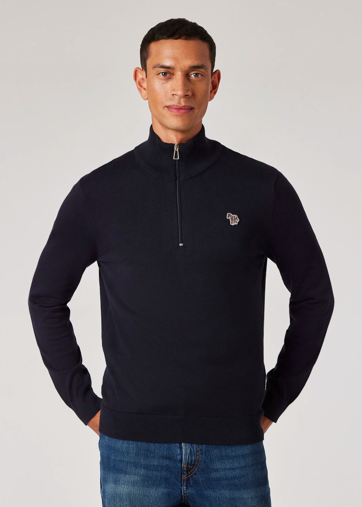 Paul Smith | Pull demi-zip avec logo Zebra - Bleu marine