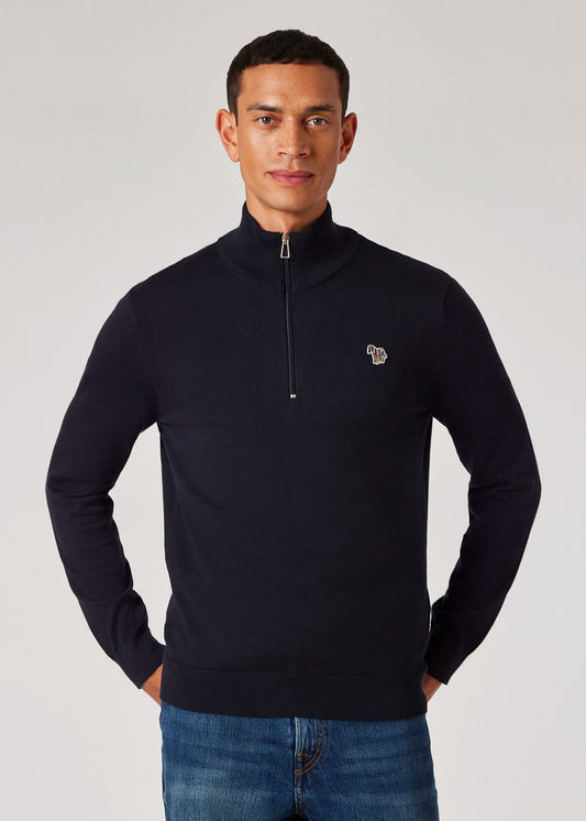 Paul Smith | Pull demi-zip avec logo Zebra - Bleu marine