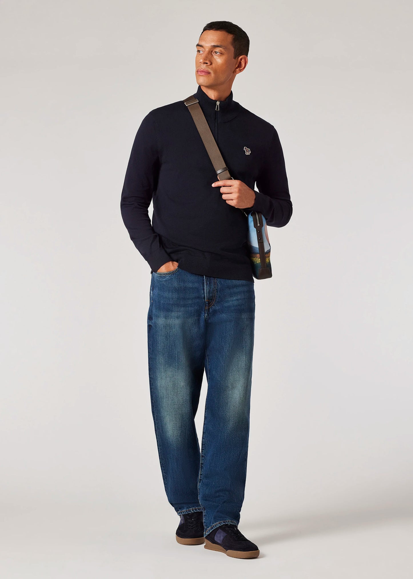 Paul Smith | Pull demi-zip avec logo Zebra - Bleu marine