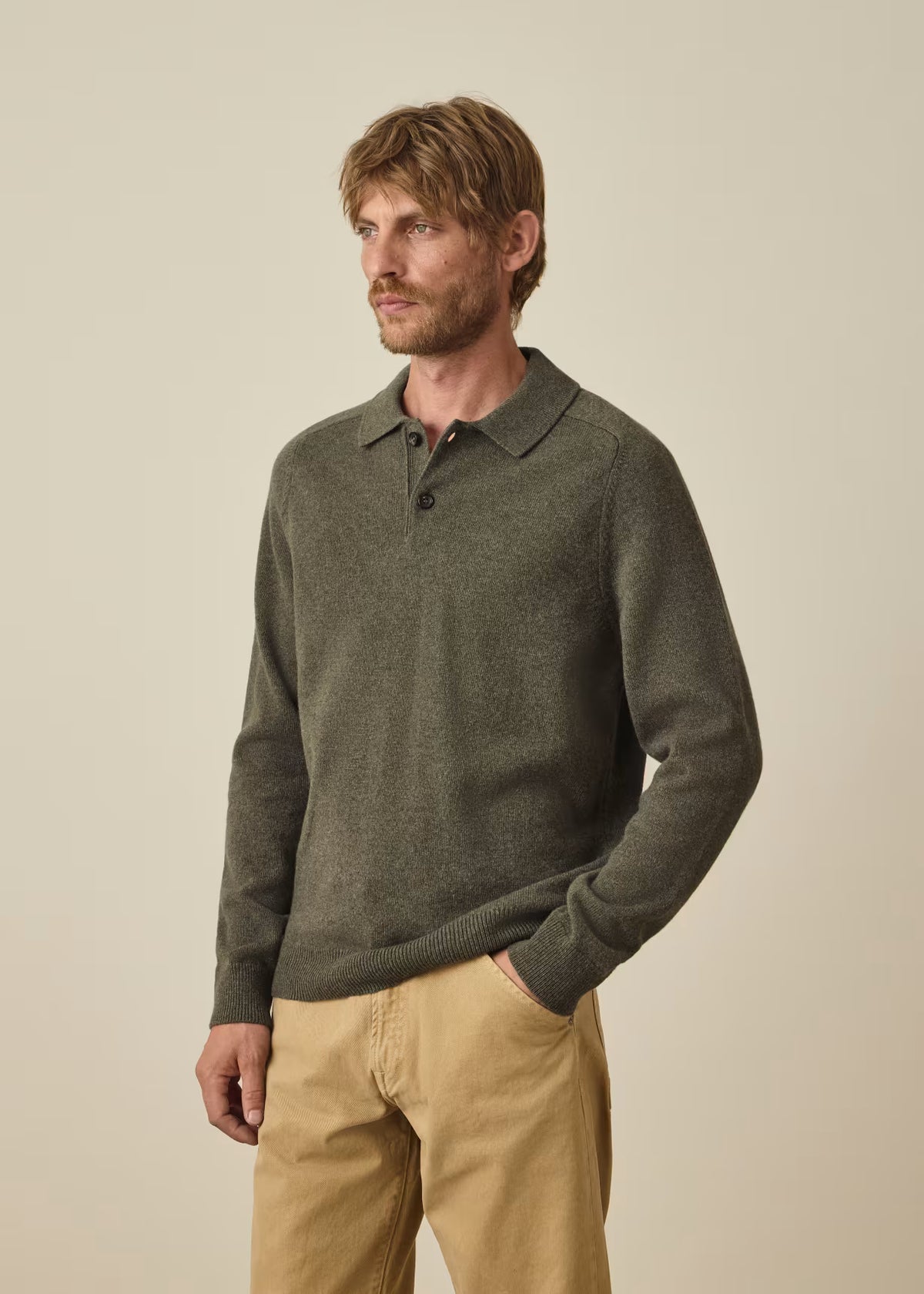 Paul Smith | Polo à manches longues à laine merinos - Vert Khaki