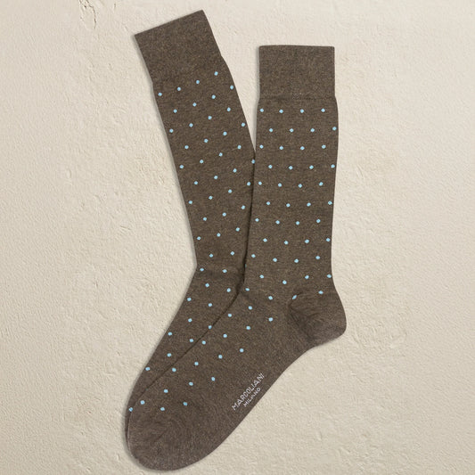 Marcoliani - Chaussettes à pois - Café et bleu clair