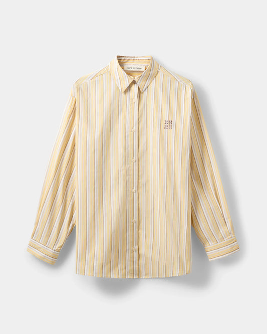 SOFIE SCHNOOR | La chemise oversize 'MERCYSW' - Rayures jaune pâle
