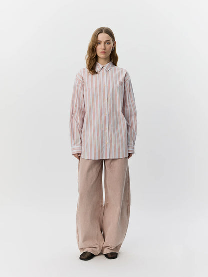 SOFIE SCHNOOR | La chemise oversize 'MERCYSW' - Rayures rose pâle