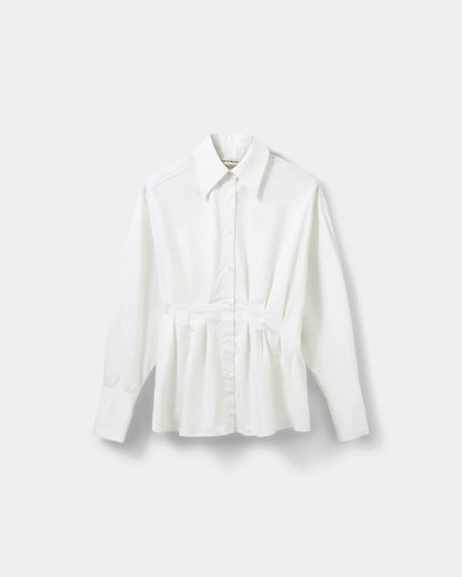 SOFIE SCHNOOR | La chemise ajustée ''Mikra'' à plis - Blanche