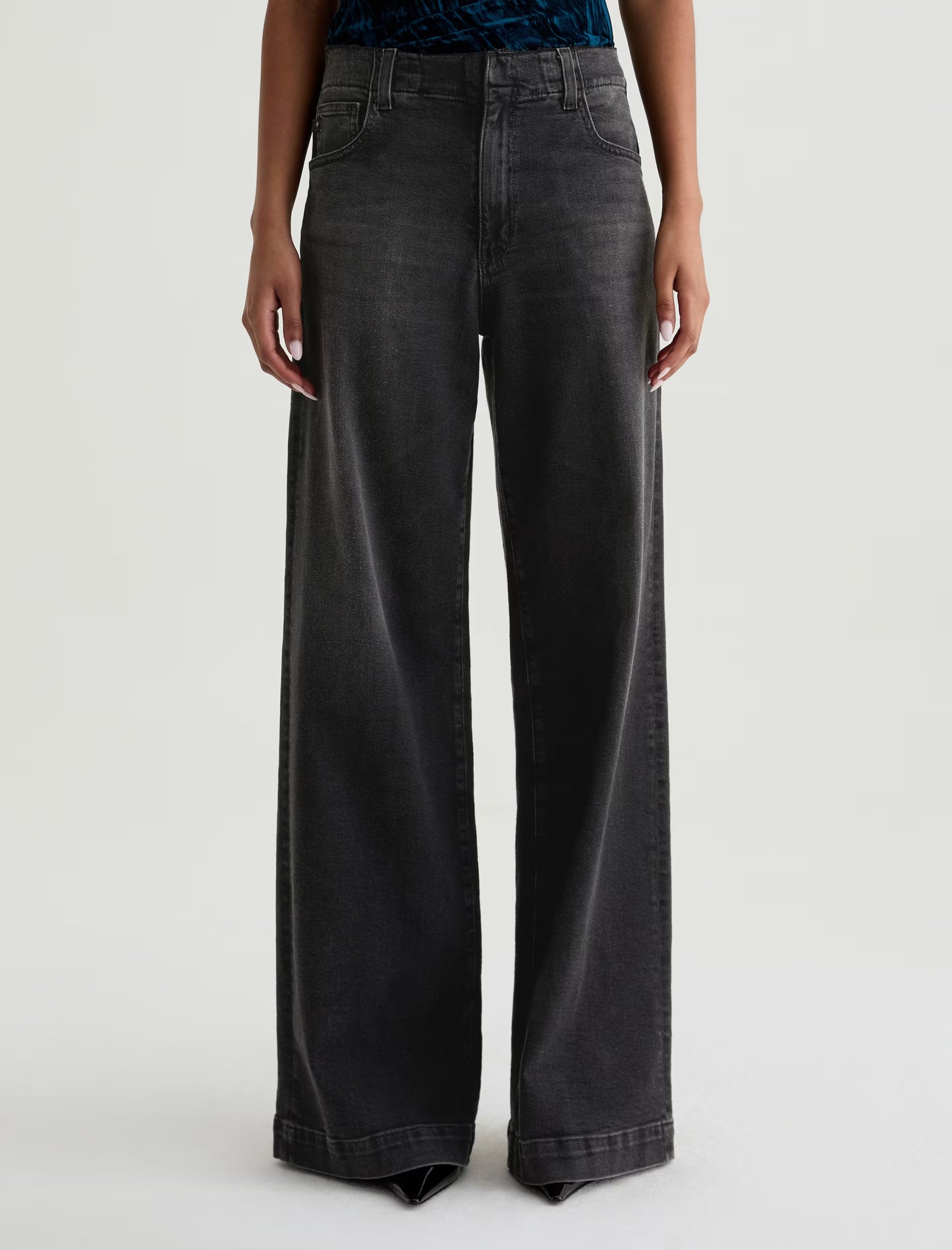 AG Jeans | Le jean à taille haute et jambes larges ''Deven ''- Gris nébuleuse