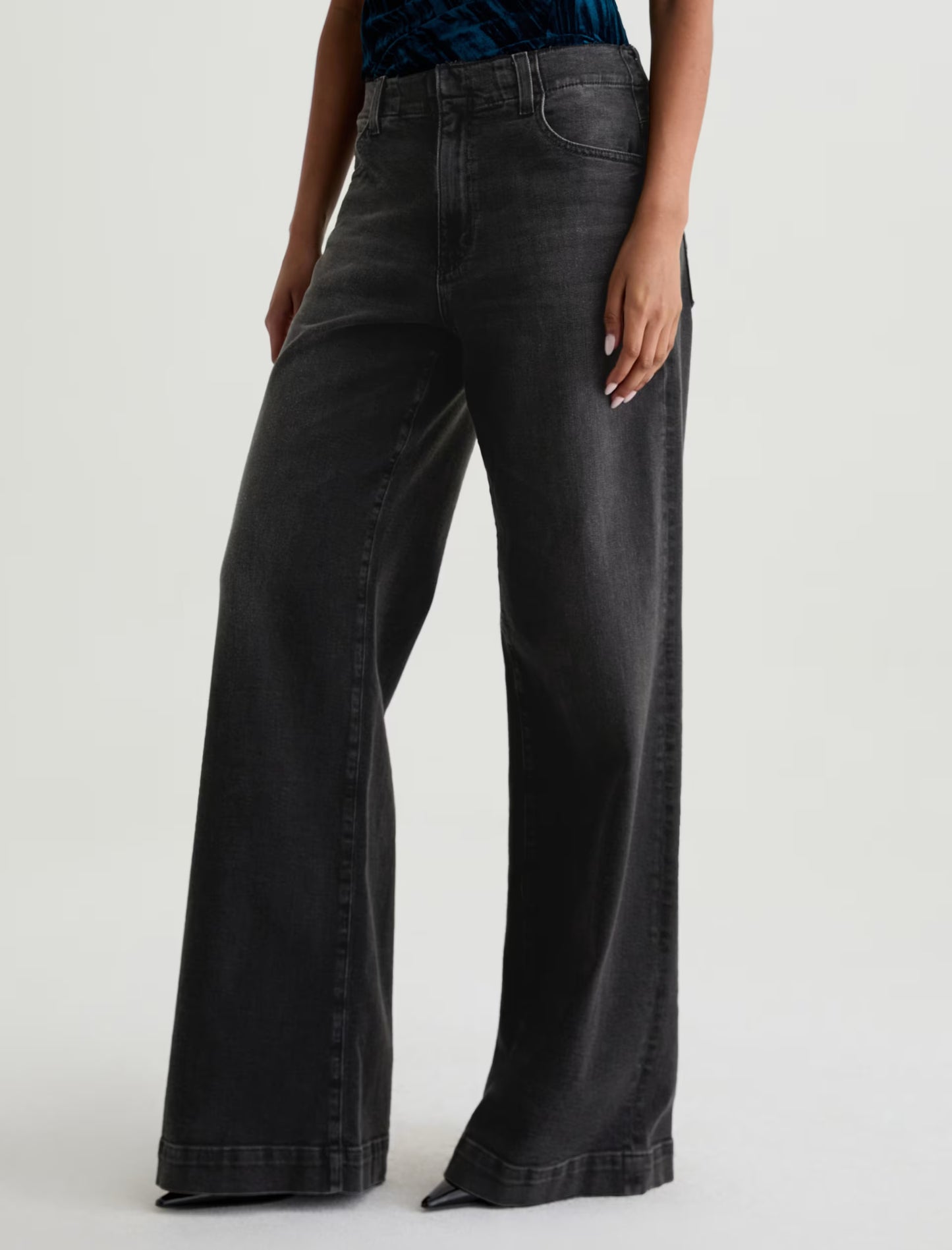 AG Jeans | Le jean à taille haute et jambes larges ''Deven ''- Gris nébuleuse