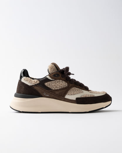 D.A.T.E. | Baskets en tissu Teddy "Musa" - Brun chocolat