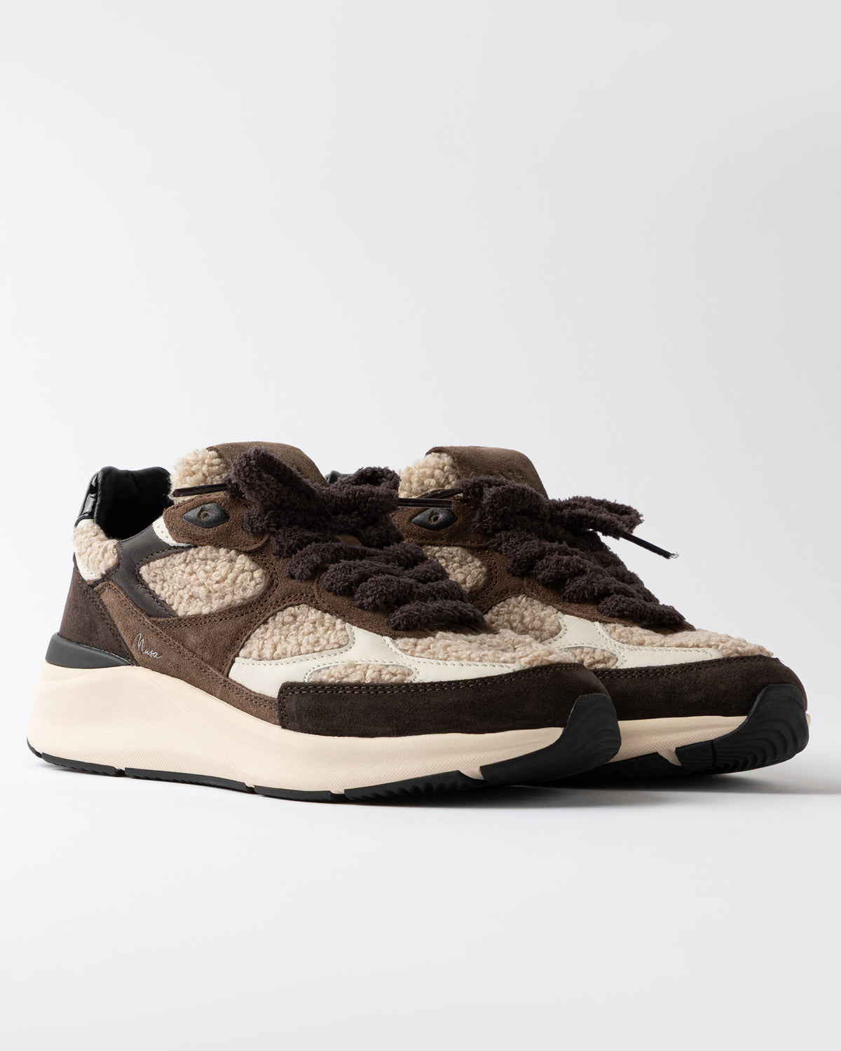 D.A.T.E. | Baskets en tissu Teddy "Musa" - Brun chocolat
