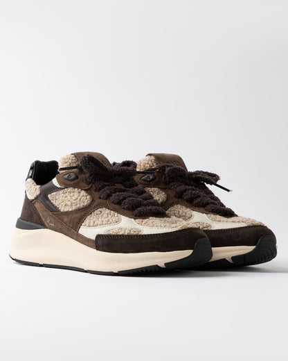 D.A.T.E. | Baskets en tissu Teddy "Musa" - Brun chocolat