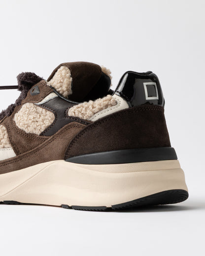 D.A.T.E. | Baskets en tissu Teddy "Musa" - Brun chocolat