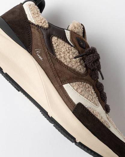 D.A.T.E. | Baskets en tissu Teddy "Musa" - Brun chocolat